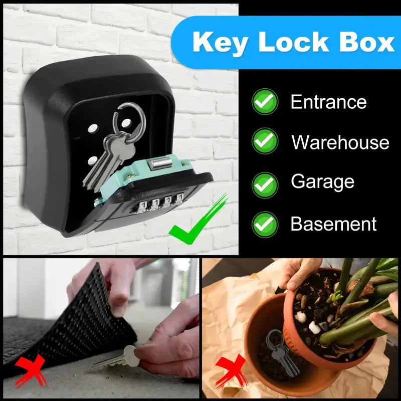 Wall-Mount Key Lock Box with Code (4 types available) by Habicare