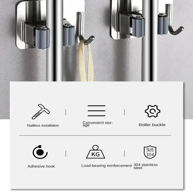 Wall-Mount Mop & Broom Holder by Habicare