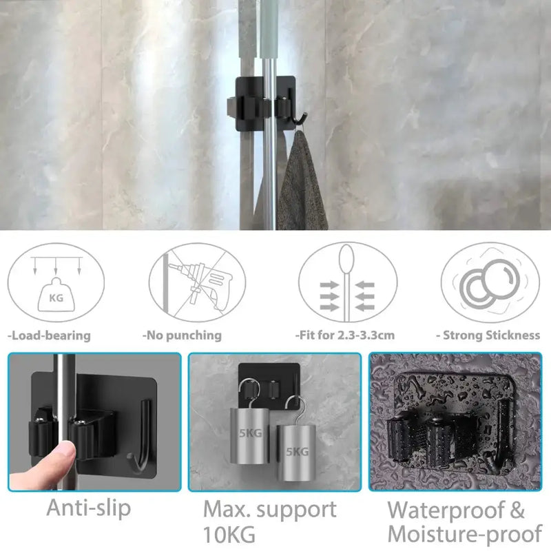 Wall-Mount Mop & Broom Holder by Habicare