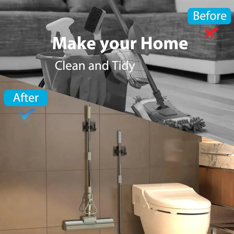 Wall-Mount Mop & Broom Holder by Habicare