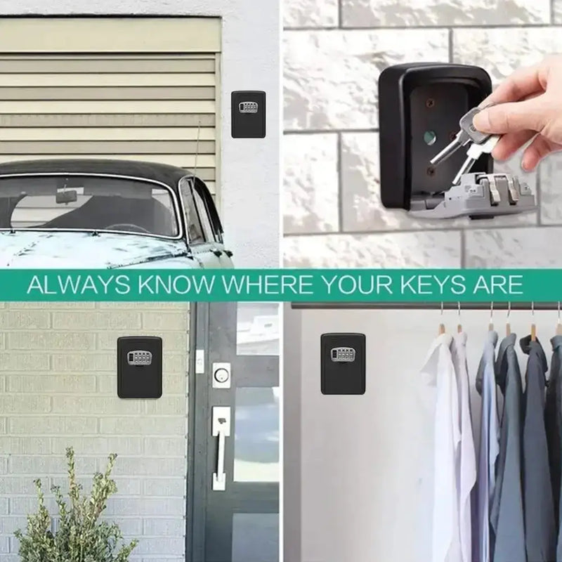 Wall-Mounted Key Keeper – 4-Digit Lock Box (available in Gray & Black) by Habicare