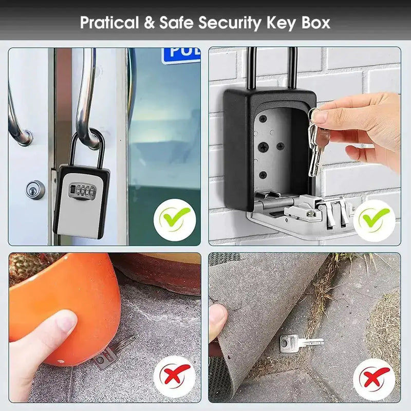 Wall-Mounted Key Keeper – 4-Digit Lock Box (available in Gray & Black) by Habicare