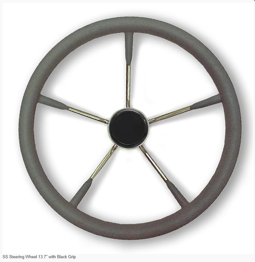 Watercraft Outboard Accessories SS Steering Wheel 15.5" with Black Grip