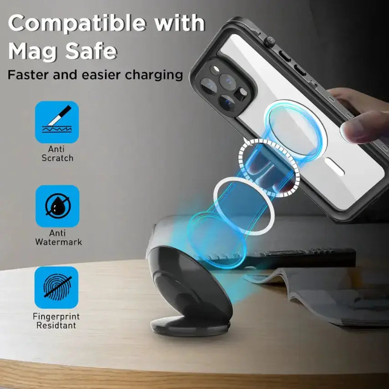 techplus Waterproof Magsafe Case for iPhone 14 Pro | Redpepper Protective Cover Waterproof MagSafe Case for iPhone 14 Pro Clear Back