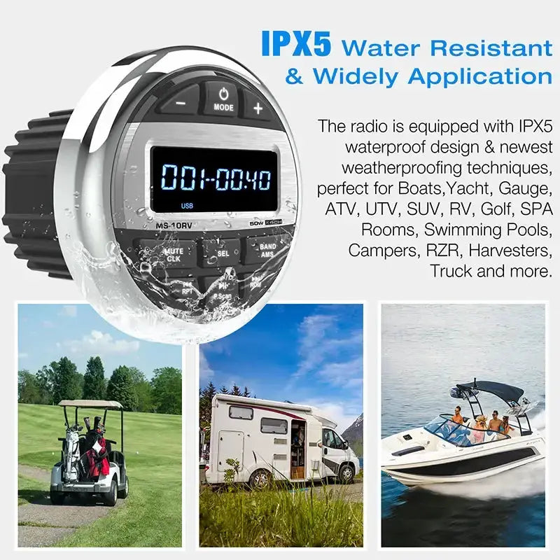 Waterproof Marine Bluetooth Radio & MP3 Player by Habicare