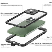 techplus Waterproof & Shockproof Case for iPhone 16 Pro – Clear Protective Cover iPhone 16 Pro Waterproof Shockproof Case
