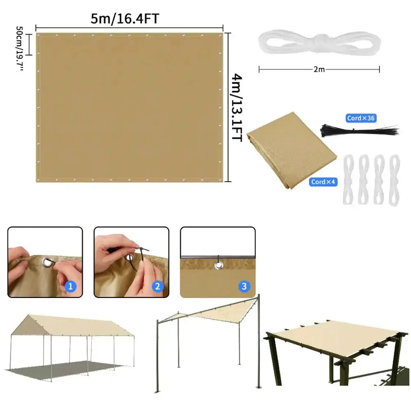 Waterproof Sunshade Sail – Square & Rectangle (4 colours available) by Habicare