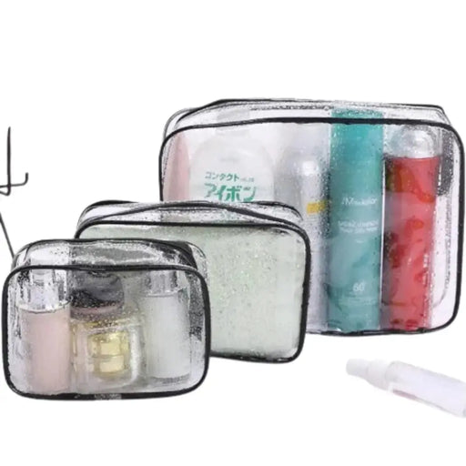 Waterproof Transparent Cosmetic Bag with Zip (3 sizes available) by Habicare