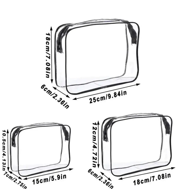 Waterproof Transparent Cosmetic Bag with Zip (3 sizes available) by Habicare