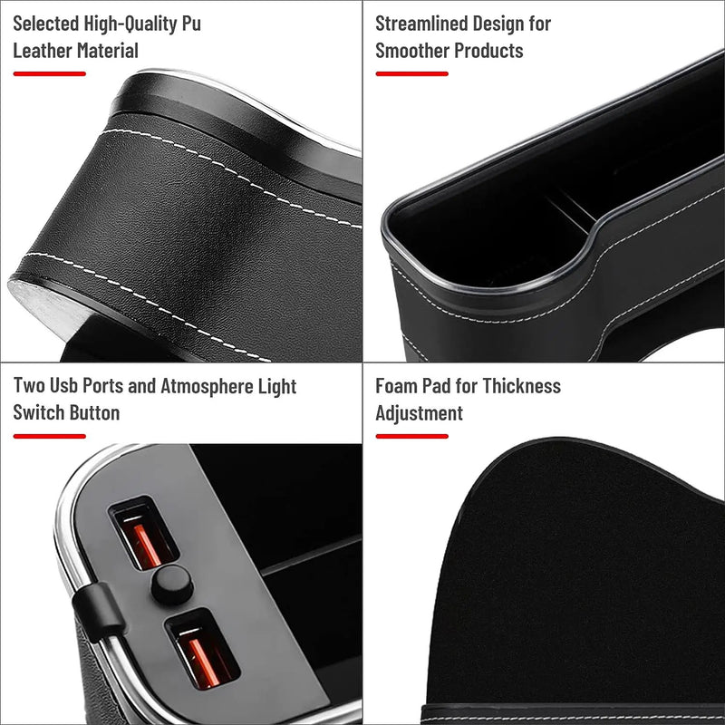 2PCS LED Car Seat Gap Filler Organizer with Charging Function by salelink.co.nz