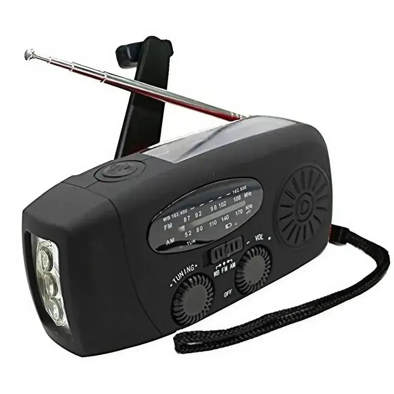 2000mAh Emergency Weather Radio with Hand Crank, Solar & USB Charging, Flashlight by Habicare