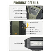 2000mAh Emergency Weather Radio with Hand Crank, Solar & USB Charging, Flashlight by Habicare