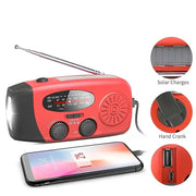 2000mAh Emergency Weather Radio with Hand Crank, Solar & USB Charging, Flashlight by Habicare