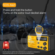 2000mAh Emergency Weather Radio with Hand Crank, Solar & USB Charging, Flashlight by Habicare