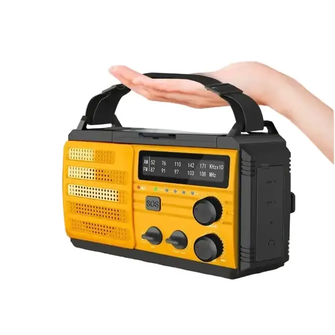 2000mAh Emergency Weather Radio with Hand Crank, Solar & USB Charging, Flashlight by Habicare