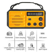 2000mAh Emergency Weather Radio with Hand Crank, Solar & USB Charging, Flashlight by Habicare