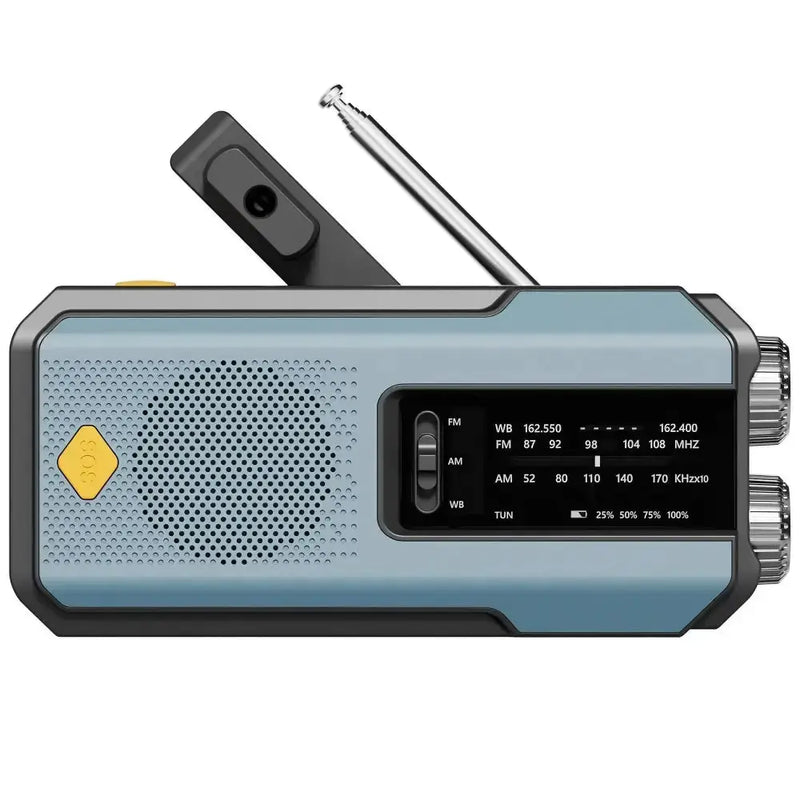2000mAh Emergency Weather Radio with Hand Crank, Solar & USB Charging, Flashlight by Habicare