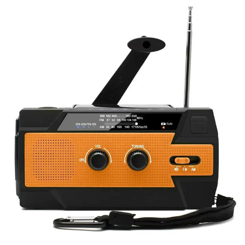 2000mAh Emergency Weather Radio with Hand Crank, Solar & USB Charging, Flashlight by Habicare