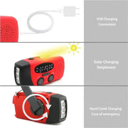 2000mAh Emergency Weather Radio with Hand Crank, Solar & USB Charging, Flashlight by Habicare