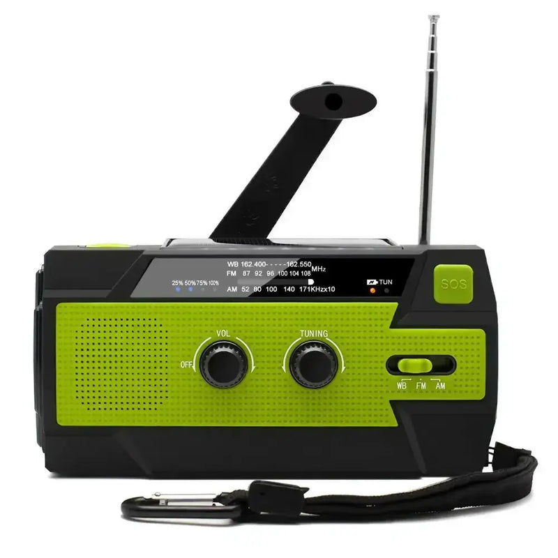 2000mAh Emergency Weather Radio with Hand Crank, Solar & USB Charging, Flashlight by Habicare