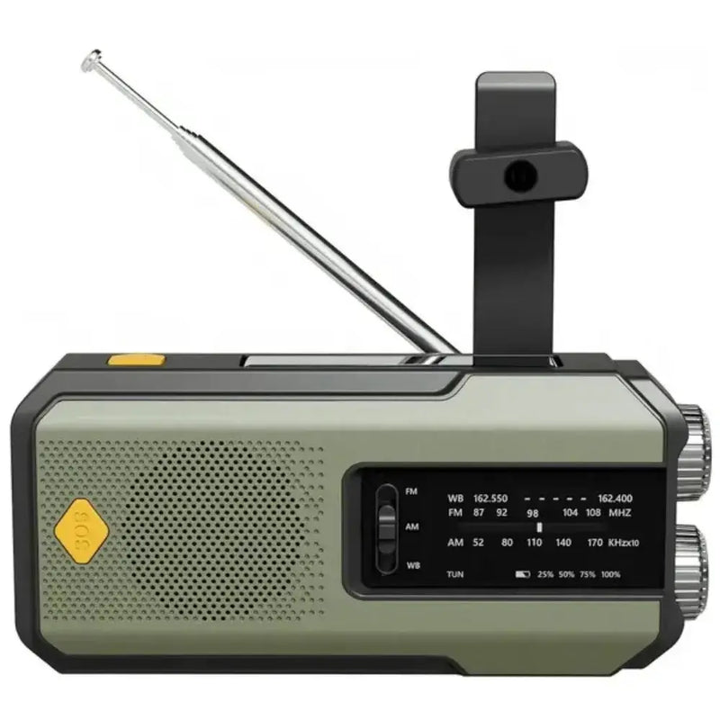2000mAh Emergency Weather Radio with Hand Crank, Solar & USB Charging, Flashlight by Habicare