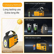 2000mAh Emergency Weather Radio with Hand Crank, Solar & USB Charging, Flashlight by Habicare