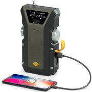 2000mAh Emergency Weather Radio with Hand Crank, Solar & USB Charging, Flashlight by Habicare