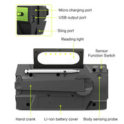2000mAh Emergency Weather Radio with Hand Crank, Solar & USB Charging, Flashlight by Habicare