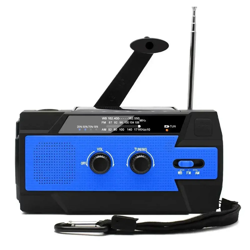 2000mAh Emergency Weather Radio with Hand Crank, Solar & USB Charging, Flashlight by Habicare