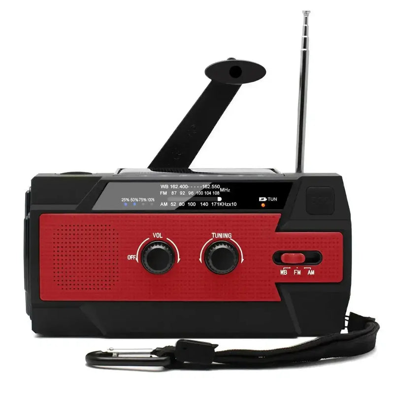 2000mAh Emergency Weather Radio with Hand Crank, Solar & USB Charging, Flashlight by Habicare