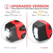 2000mAh Emergency Weather Radio with Hand Crank, Solar & USB Charging, Flashlight by Habicare