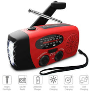 2000mAh Emergency Weather Radio with Hand Crank, Solar & USB Charging, Flashlight by Habicare