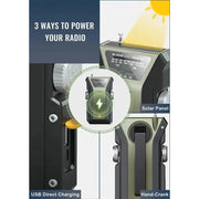 2000mAh Emergency Weather Radio with Hand Crank, Solar & USB Charging, Flashlight by Habicare