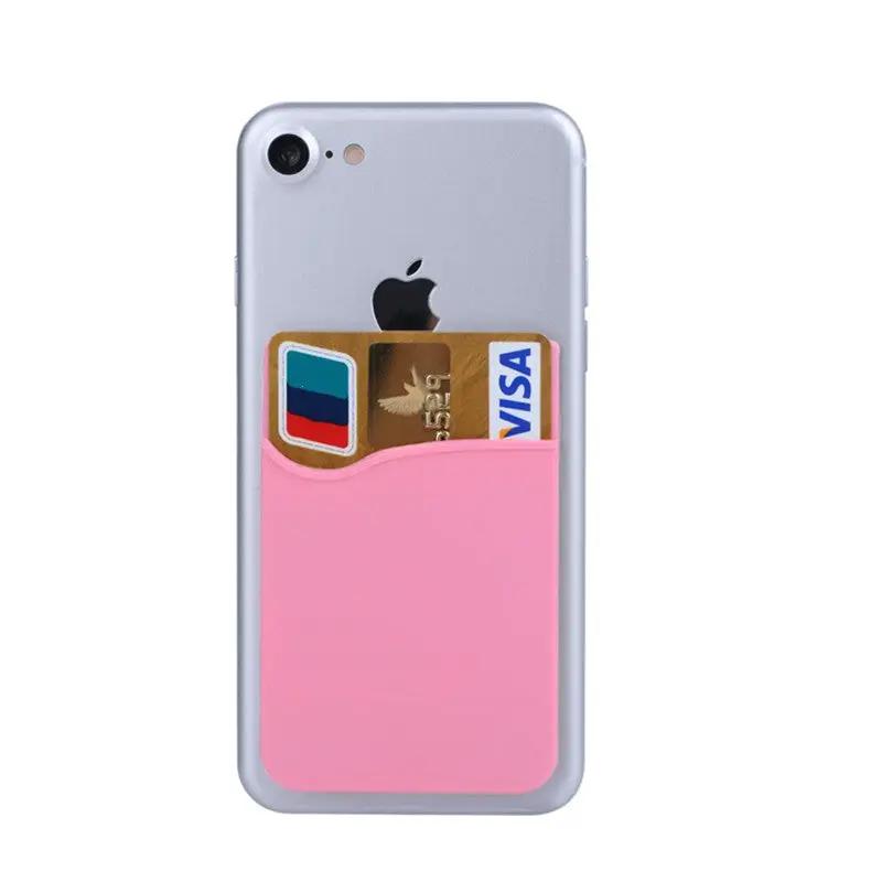 Light Pink Silicone Credit Card Holder Pocket Case Wallet Pouch Sticker Cellphone Phone by salelink.co.nz