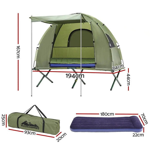 SportZone.co.nz Outdoor Recreation > Camping > Tents Weisshorn 5-in-1 Camping Tent Cot With 1 Person Air Mattress Bed Weisshorn 5 In 1 Camping Tent Cot With Air Mattress
