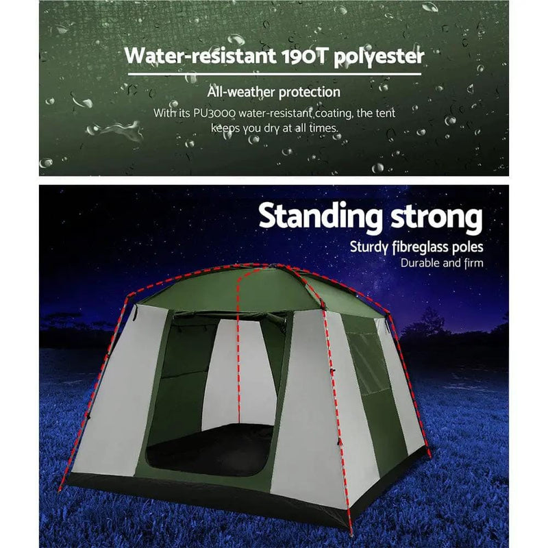 SportZone.co.nz Outdoor > Camping Weisshorn 6 Person Cabin Tent For Family Camping And Hiking Waterproof Weisshorn 6 Person Cabin Tent Waterproof