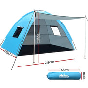 Weisshorn 4 Person Camping Tent | Beach Sun Shade Portable Hiking Shelter by SportZone.co.nz