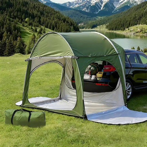 SportZone.co.nz Outdoor Recreation > Camping > Tents Weisshorn Rear Hatchback Car Tent Canopy For SUV Outdoor Family Camping Green Weisshorn Hatchback Car Tent Canopy For SUV Camping
