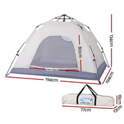 SportZone.co.nz Outdoor Recreation > Camping > Tents Weisshorn Instant Pop Up Camping Tent 2 Person Beige Outdoor Shelter Weisshorn Instant Pop Up 2 Person Camping Tent Beige