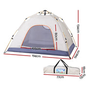 SportZone.co.nz Outdoor Recreation > Camping > Tents Weisshorn Camping Tent Instant Tent Pop up 2 Person Outdoor Hiking Tents Hiking Beige Weisshorn Instant Pop Up 2 Person Camping Tent Beige