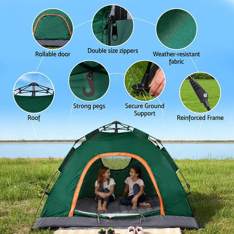 SportZone.co.nz Outdoor Recreation > Camping > Tents Weisshorn 2 Person Instant Pop Up Camping Tent For Outdoor Hiking Green Weisshorn 2 Person Instant Pop Up Camping Tent Green
