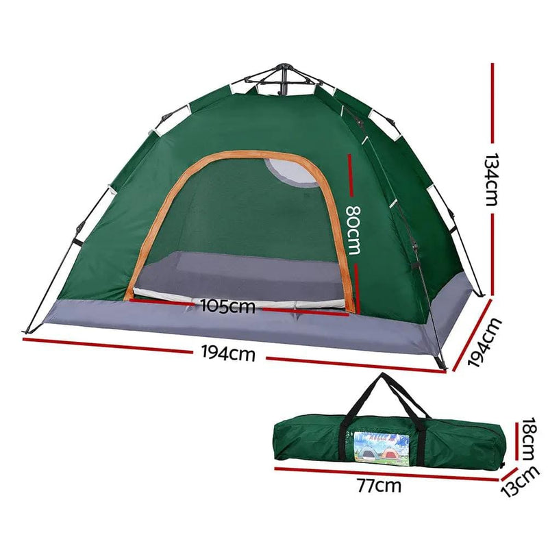 SportZone.co.nz Outdoor Recreation > Camping > Tents Weisshorn 2 Person Instant Pop Up Camping Tent For Outdoor Hiking Green Weisshorn 2 Person Instant Pop Up Camping Tent Green