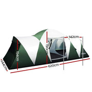 SportZone.co.nz Outdoor > Camping Weisshorn 12 Person Family Tent With 3 Rooms Green Camp Shelter Weisshorn 12 Person Family Tent With 3 Rooms Green