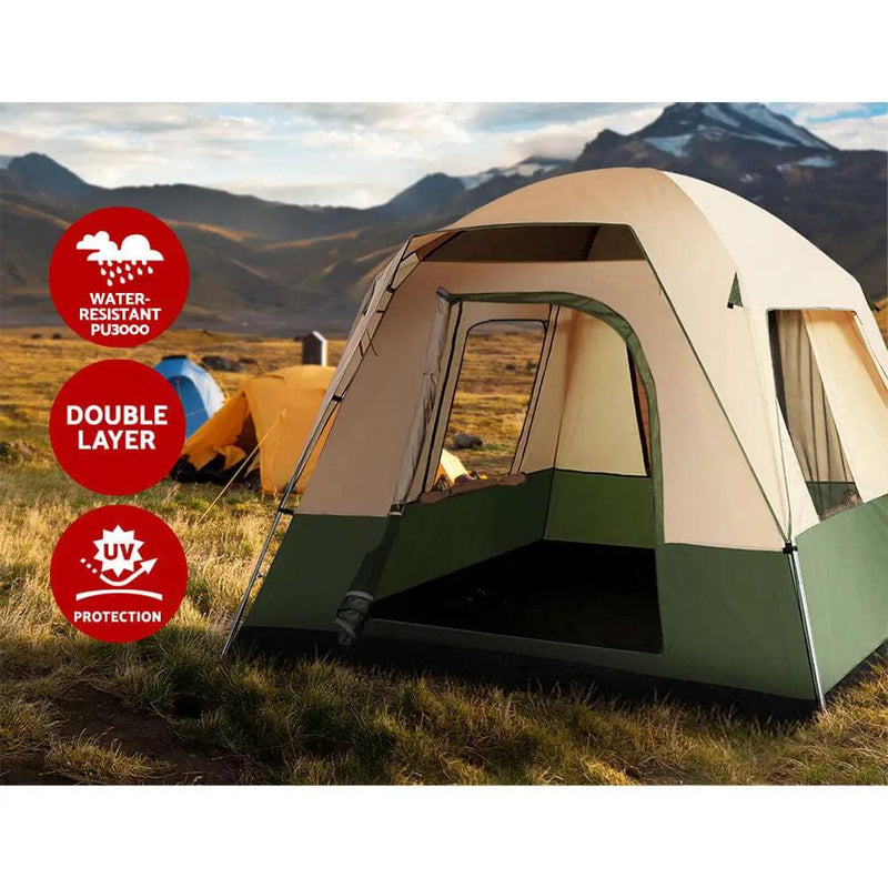 SportZone.co.nz Outdoor > Camping Weisshorn 4 Person Family Camping Tent Green For Outdoor Use Weisshorn 4 Person Camping Tent Green Outdoor