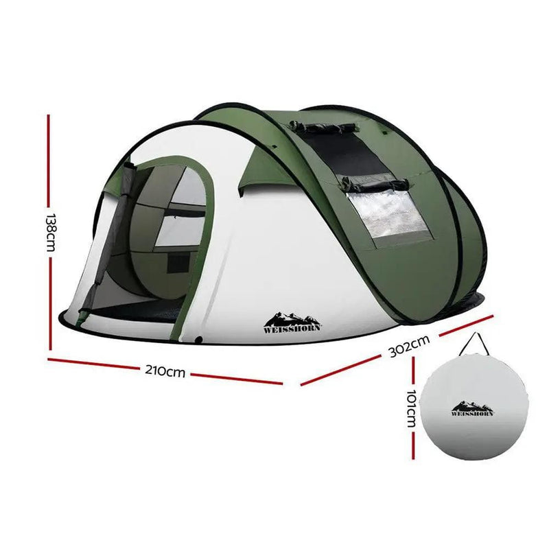 SportZone.co.nz Outdoor Recreation > Camping > Tents Weisshorn Instant Up Camping Tent 4-5 Person Pop up Tents Family Hiking Beach Dome Weisshorn 5 Person Pop Up Camping Tent for Family Beach