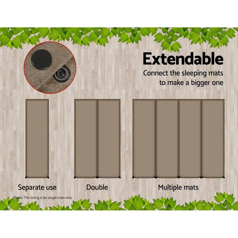 Weisshorn Self Inflating Mattress Camping Sleeping Mat Air Bed Single Coffee by SportZone.co.nz