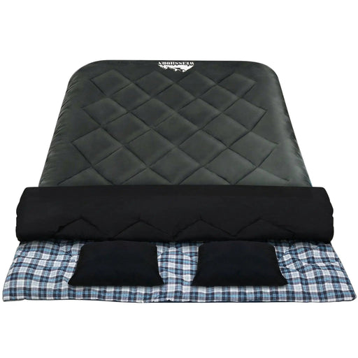 Weisshorn Sleeping Bag Double Pillow Thermal Camping Hiking Tent Grey -10°C by SportZone.co.nz