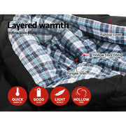 Weisshorn Sleeping Bag Double Pillow Thermal Camping Hiking Tent Grey -10°C by SportZone.co.nz