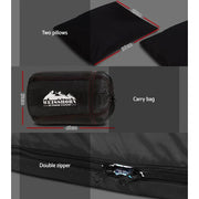 Weisshorn Sleeping Bag Double Pillow Thermal Camping Hiking Tent Grey -10°C by SportZone.co.nz