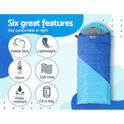 SportZone.co.nz Outdoor > Camping Weisshorn Kids 172cm Thermal Sleeping Bag For Camping And Hiking Blue Weisshorn Kids 172cm Thermal Sleeping Bag Blue Camping
